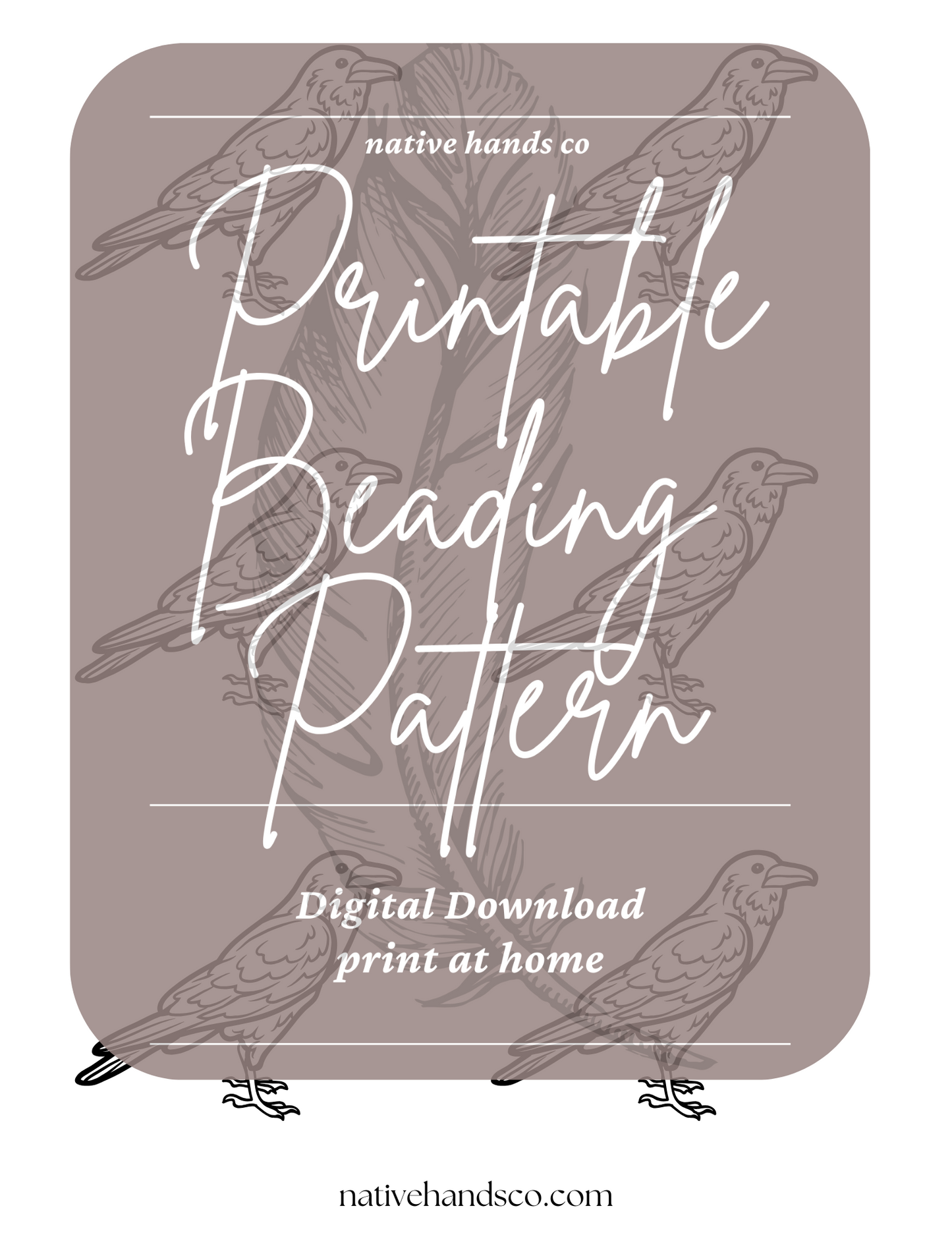 2 sizes Native Beadwork Printable Bird Crow Template PDF Beading Pattern Print At Home