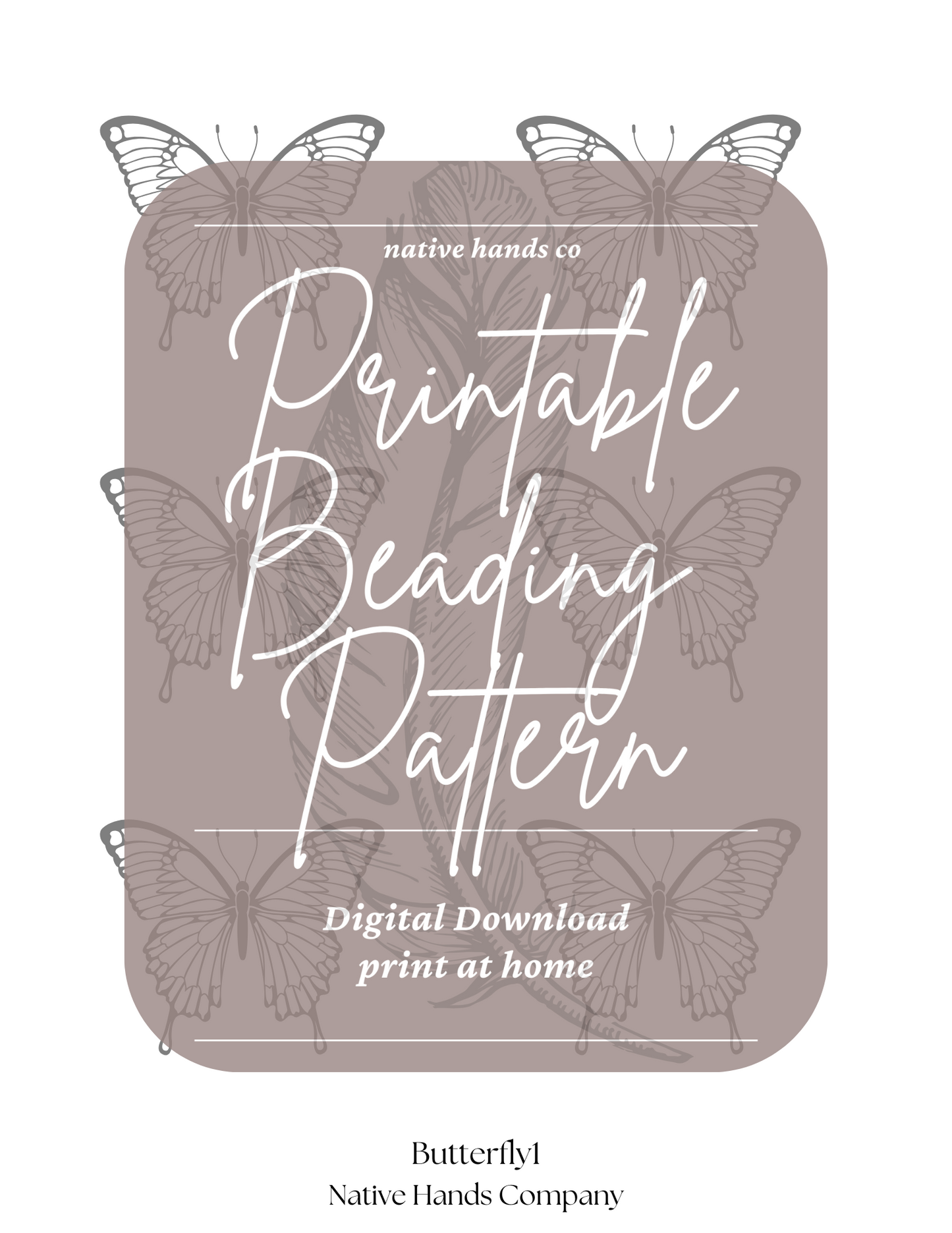 2 sizes Native Beadwork Printable Butterfly Swallowtail Template PDF Beading Pattern Print At Home