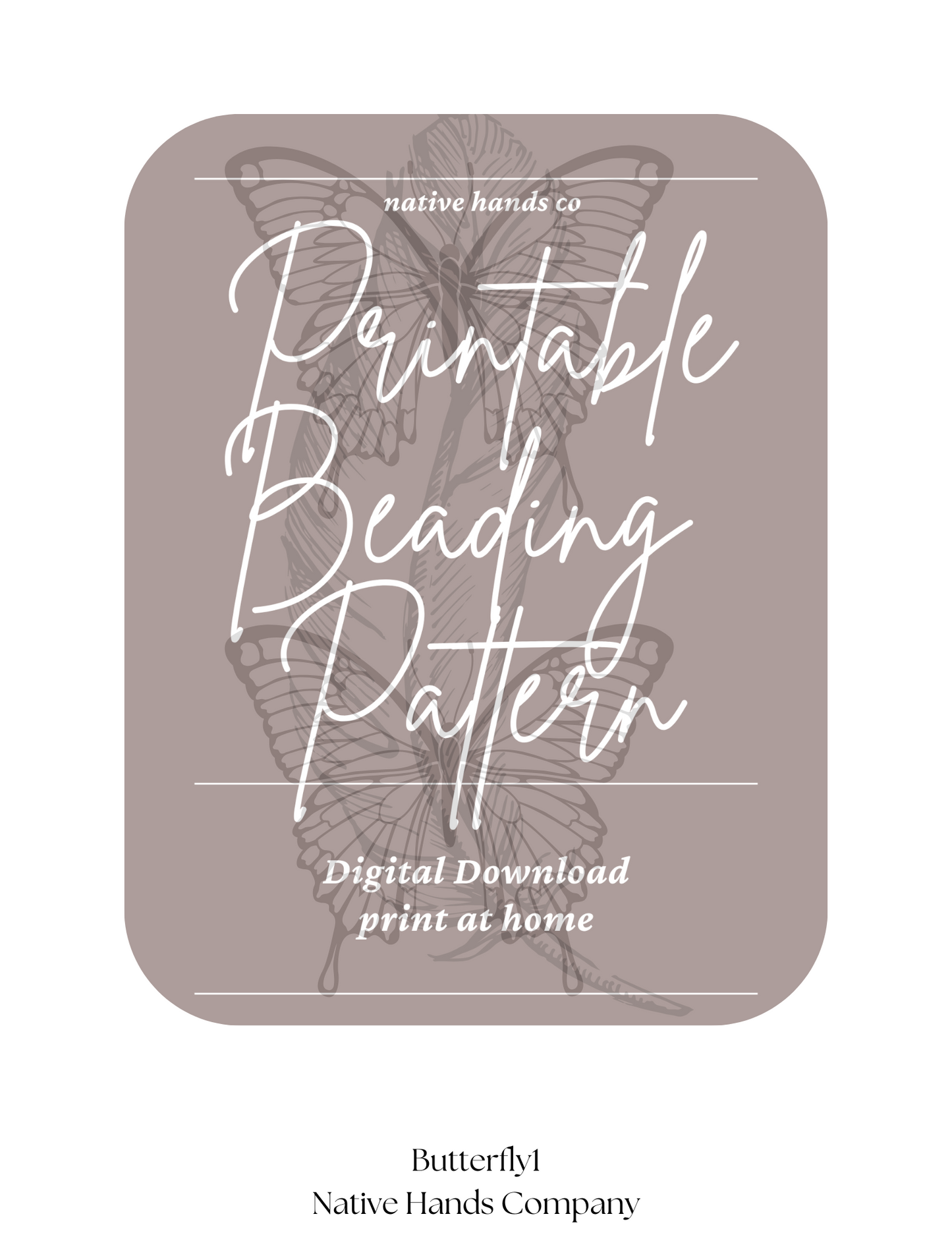 2 sizes Native Beadwork Printable Butterfly Swallowtail Template PDF Beading Pattern Print At Home