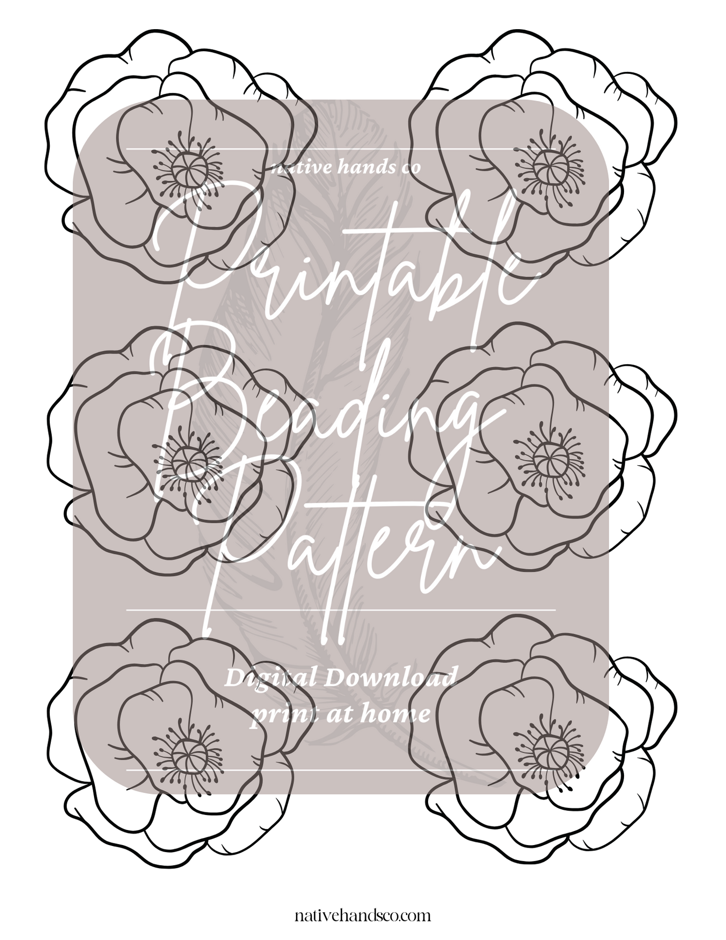 Printable Poppy Poppies Template PDF Beading Pattern Print At Home 2 Sizes