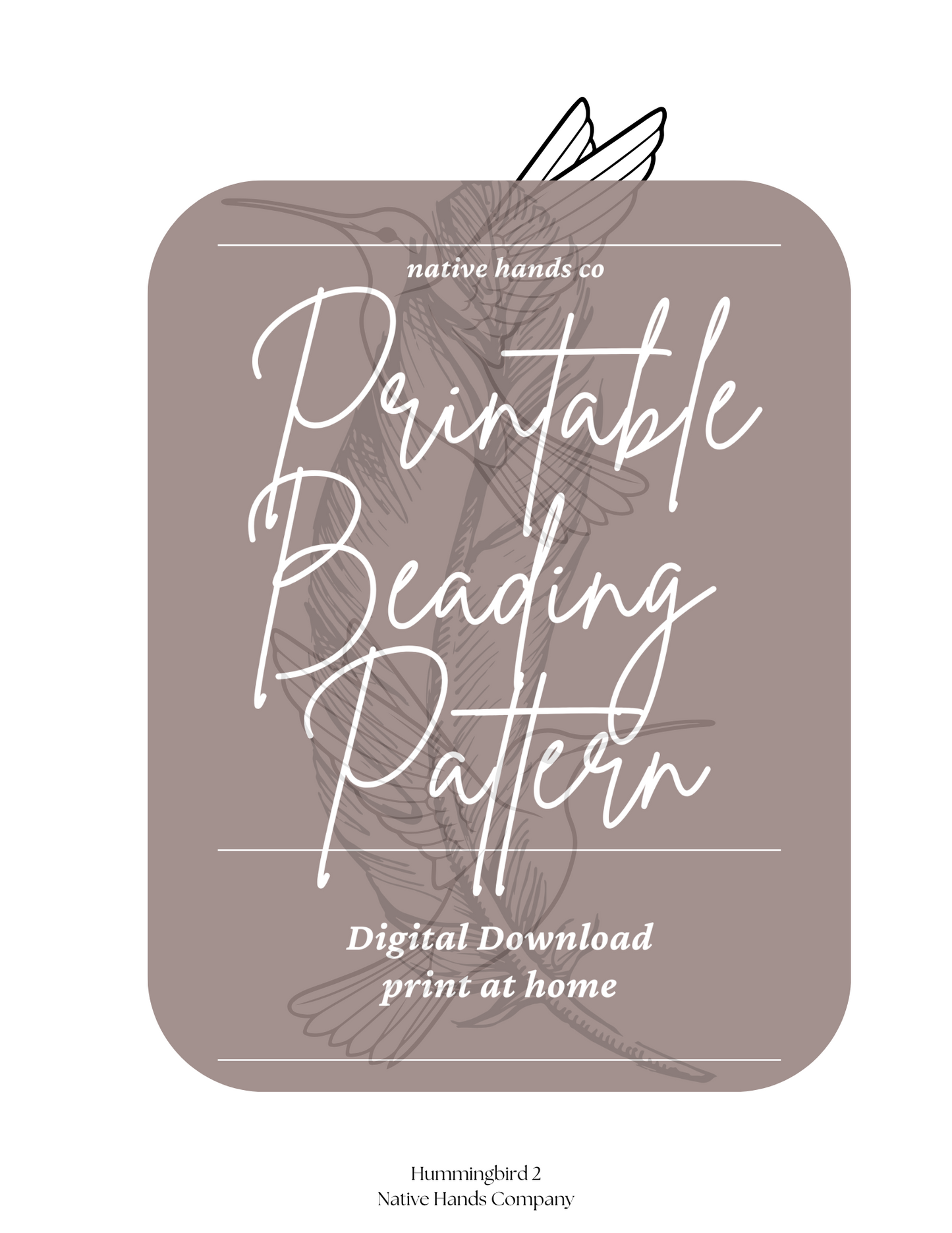 3 sizes Native Beadwork Printable Mirrored Hummingbirds 2 Template PDF Beading Pattern Print At Home