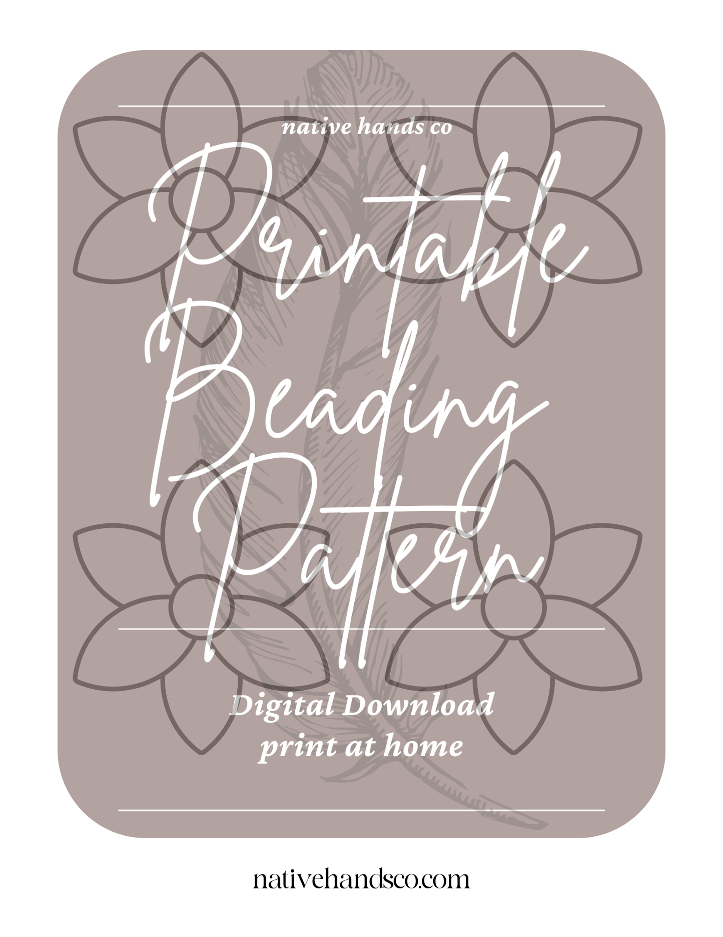Native Beadwork Printable Flower 4 Template PDF Beading Pattern Print At Home