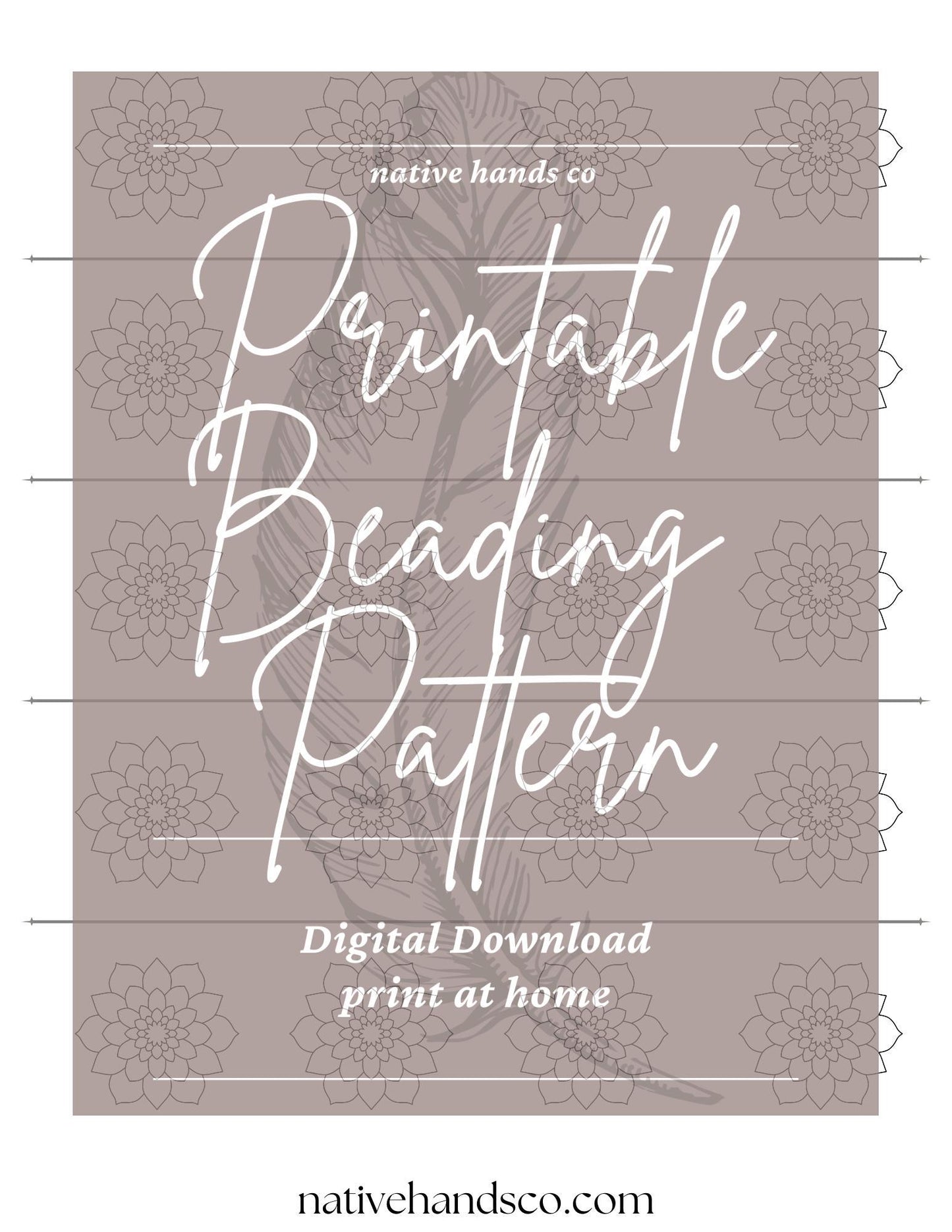 Native beadwork printable floral 3 flat stitch template pdf beading pattern print at home