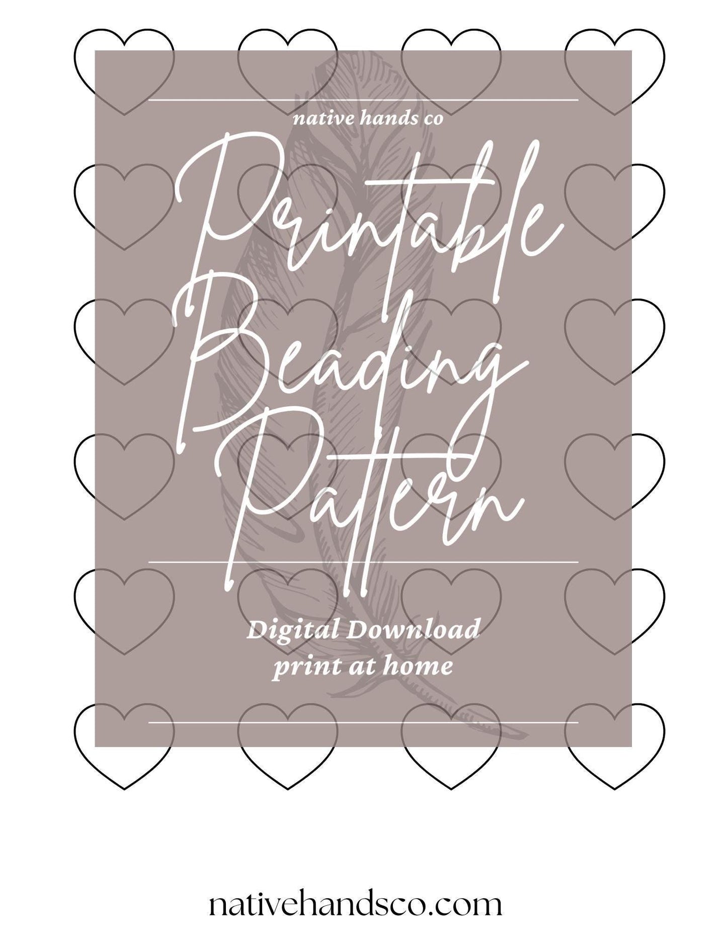 Native beadwork printable heart flat stitch template 4 sizes pdf beading pattern print at home p-hearts-1