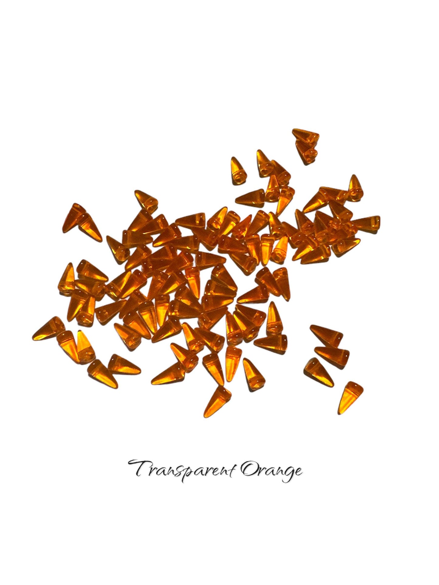 Czech Pressed Spike Thorn Glass Beads 5x10 mm Red, Turquoise, Transparent Orange, Crystal, Peridot, Crystal Venus