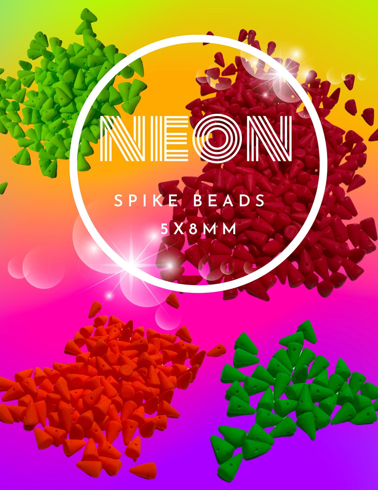 20 Czech Baby Matte NEON Spiked Spike Thorn Glass Beads 5x8 mm | Indigenous Owned |Luminous Spike Beads | matte red, matte neon orange