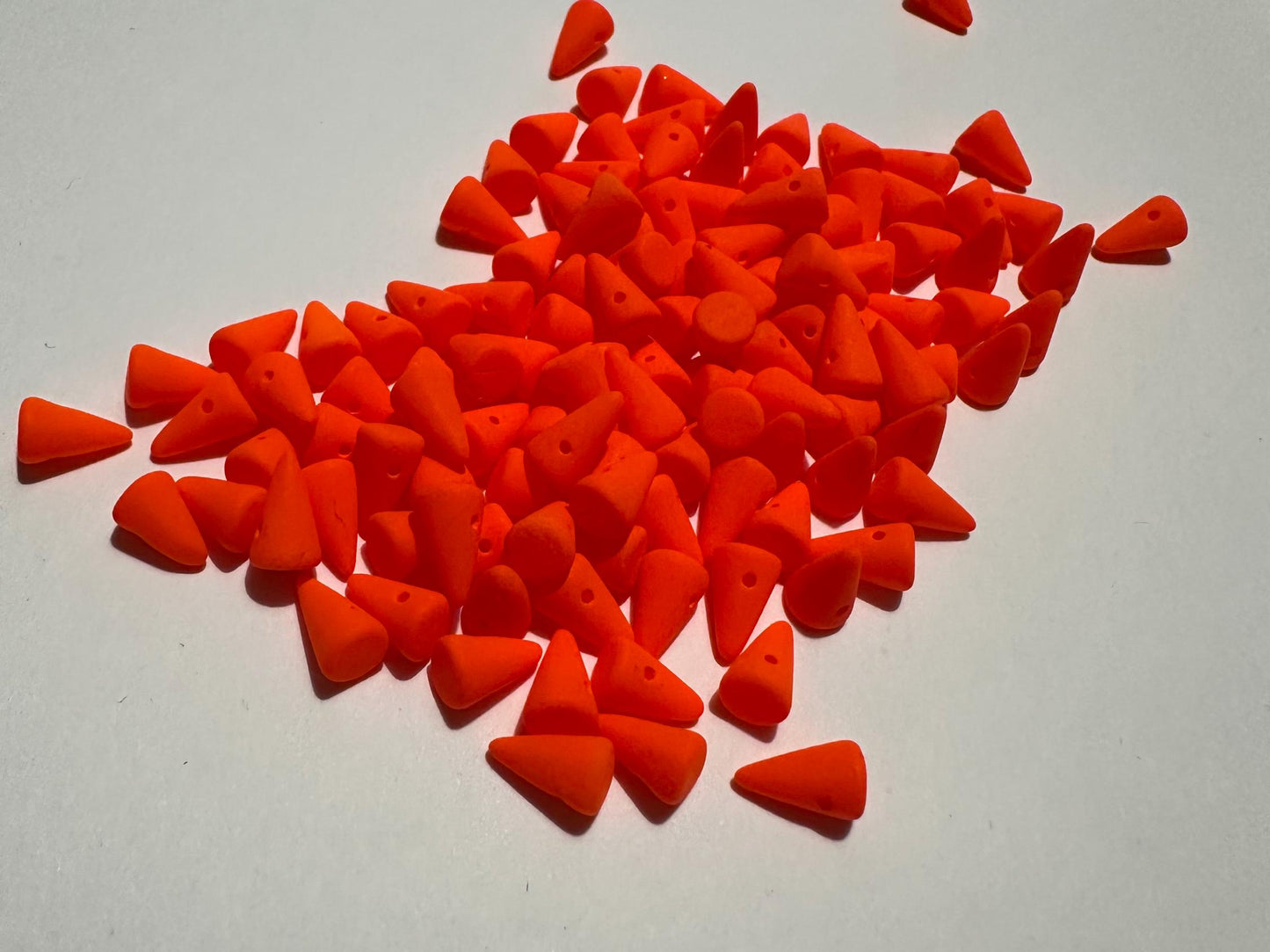 20 Czech Baby Matte NEON Spiked Spike Thorn Glass Beads 5x8 mm | Indigenous Owned |Luminous Spike Beads | matte red, matte neon orange