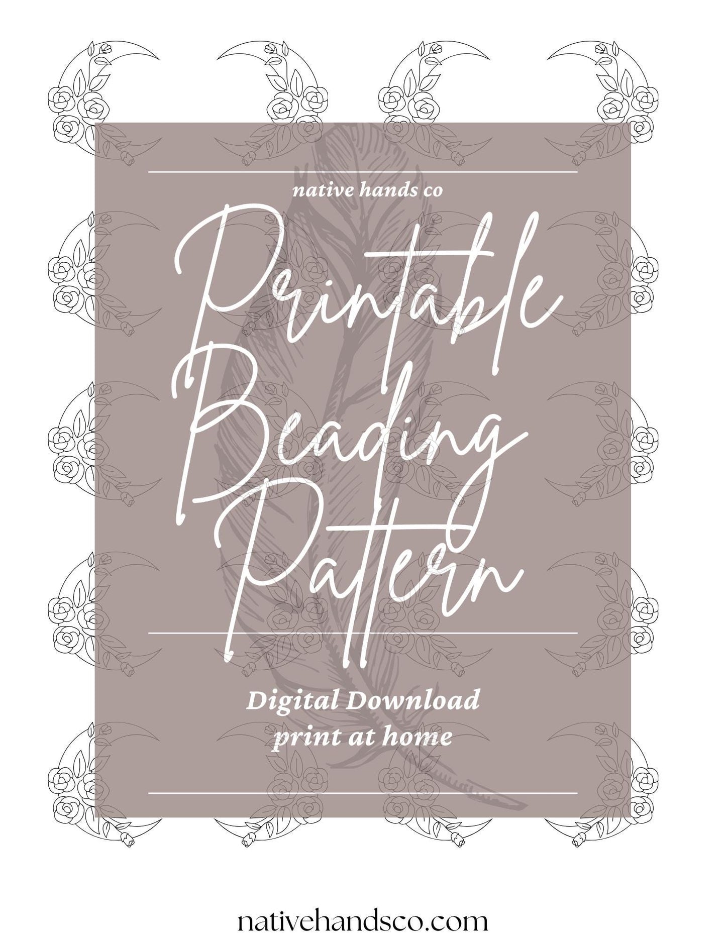 Native Beadwork Printable MOONFLOWER 5 SIZES Flat Stitch Template PDF Beading Pattern Print At Home