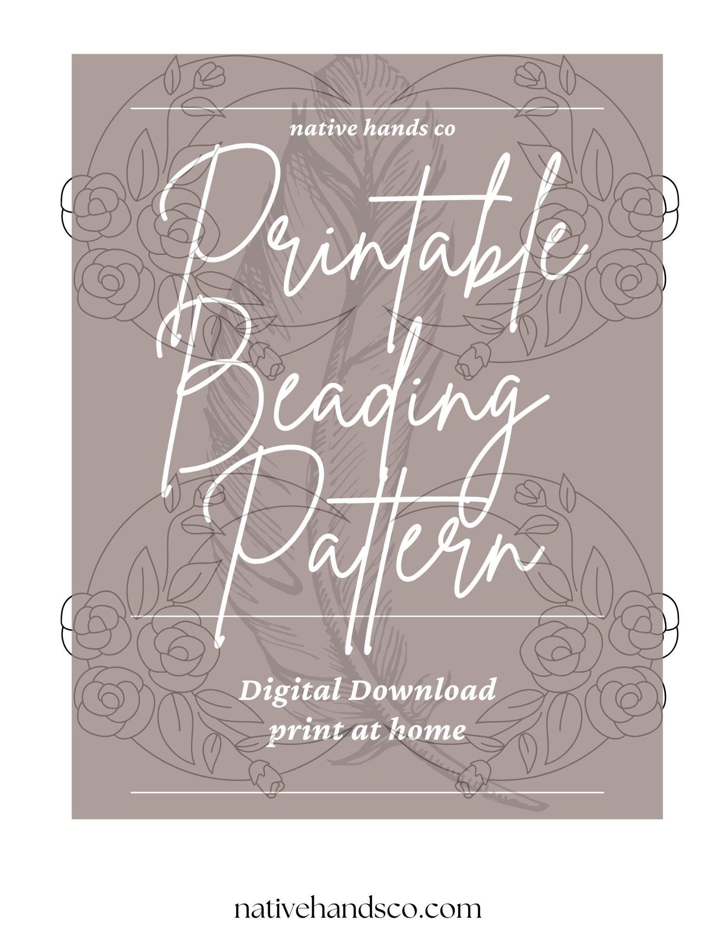 Native Beadwork Printable MOONFLOWER 5 SIZES Flat Stitch Template PDF Beading Pattern Print At Home