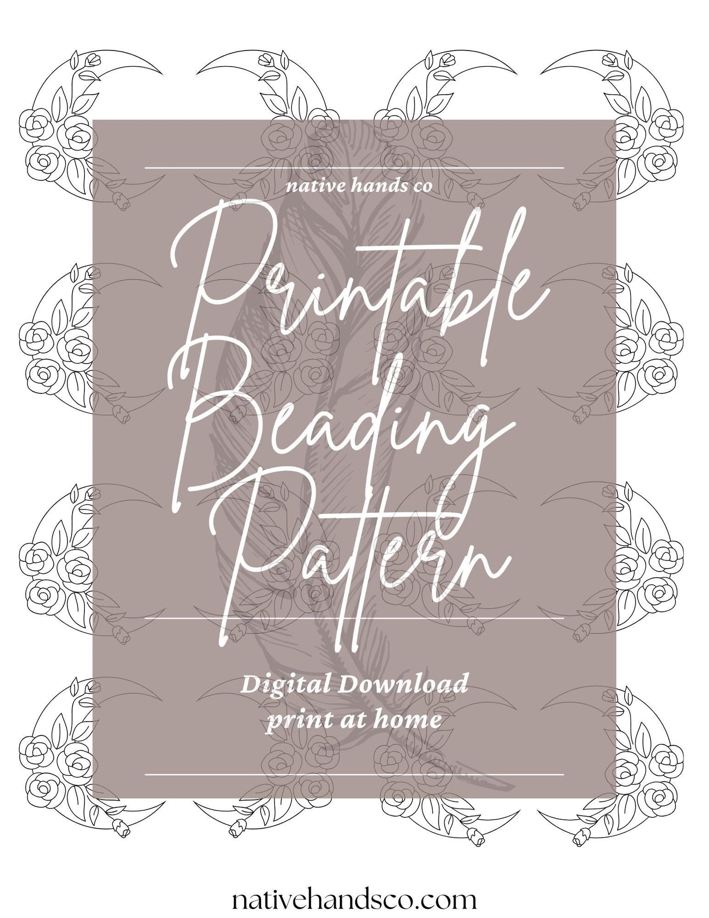 Native Beadwork Printable MOONFLOWER 5 SIZES Flat Stitch Template PDF Beading Pattern Print At Home
