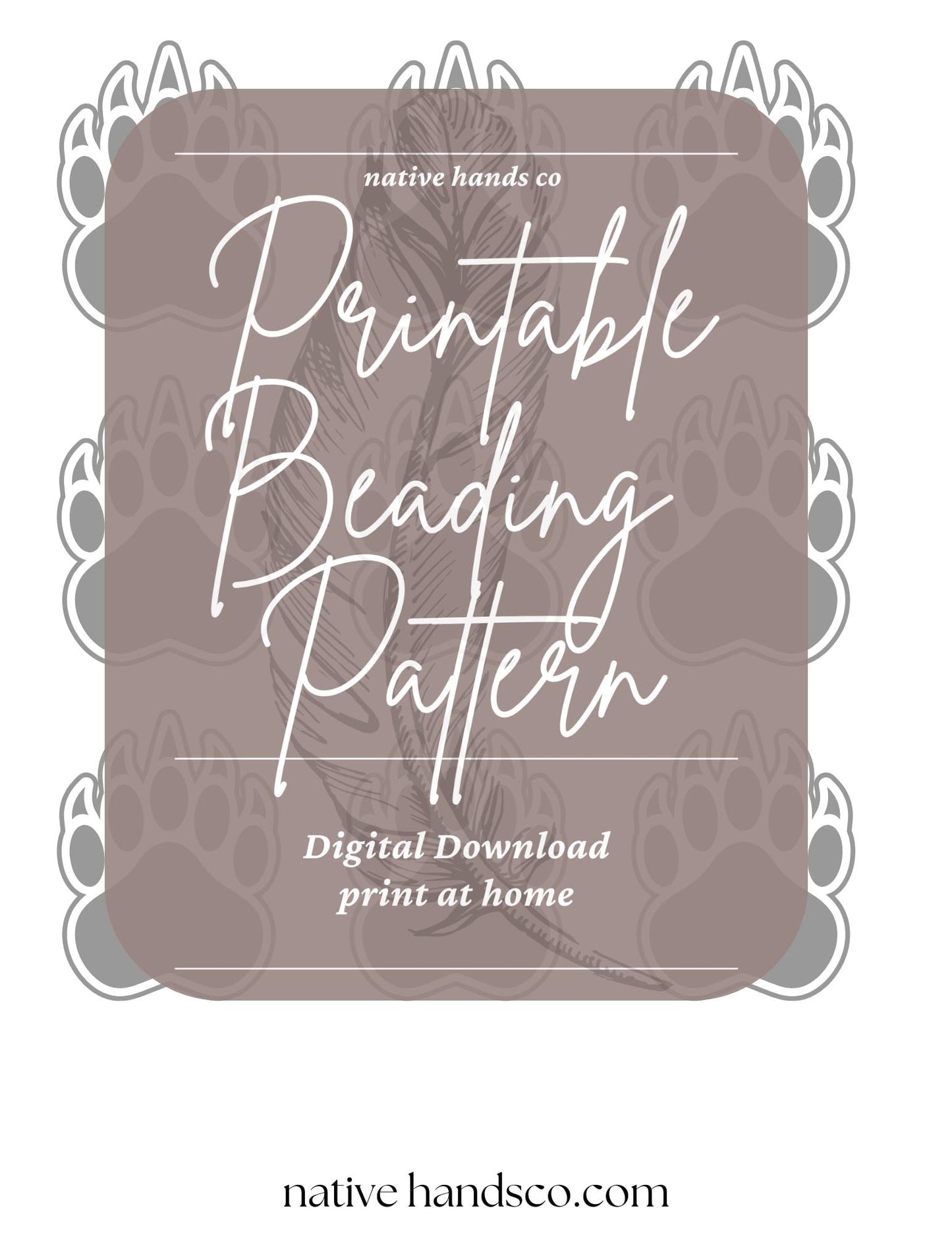 3 Sizes Native Beadwork Printable BEAR PAW with Claws Template PDF Beading Pattern Print At Home