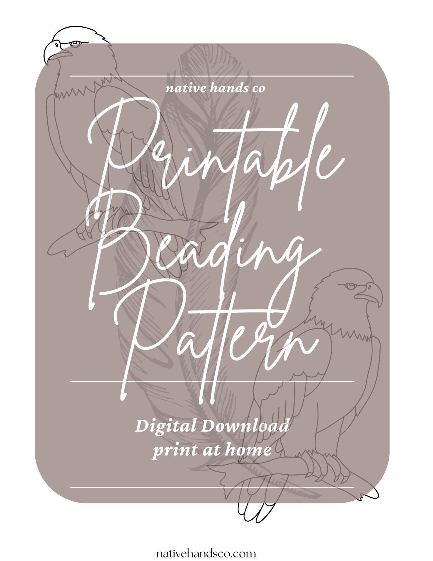 Mirrored Bald Eagle 4 sizes Native Beadwork Printable Template PDF