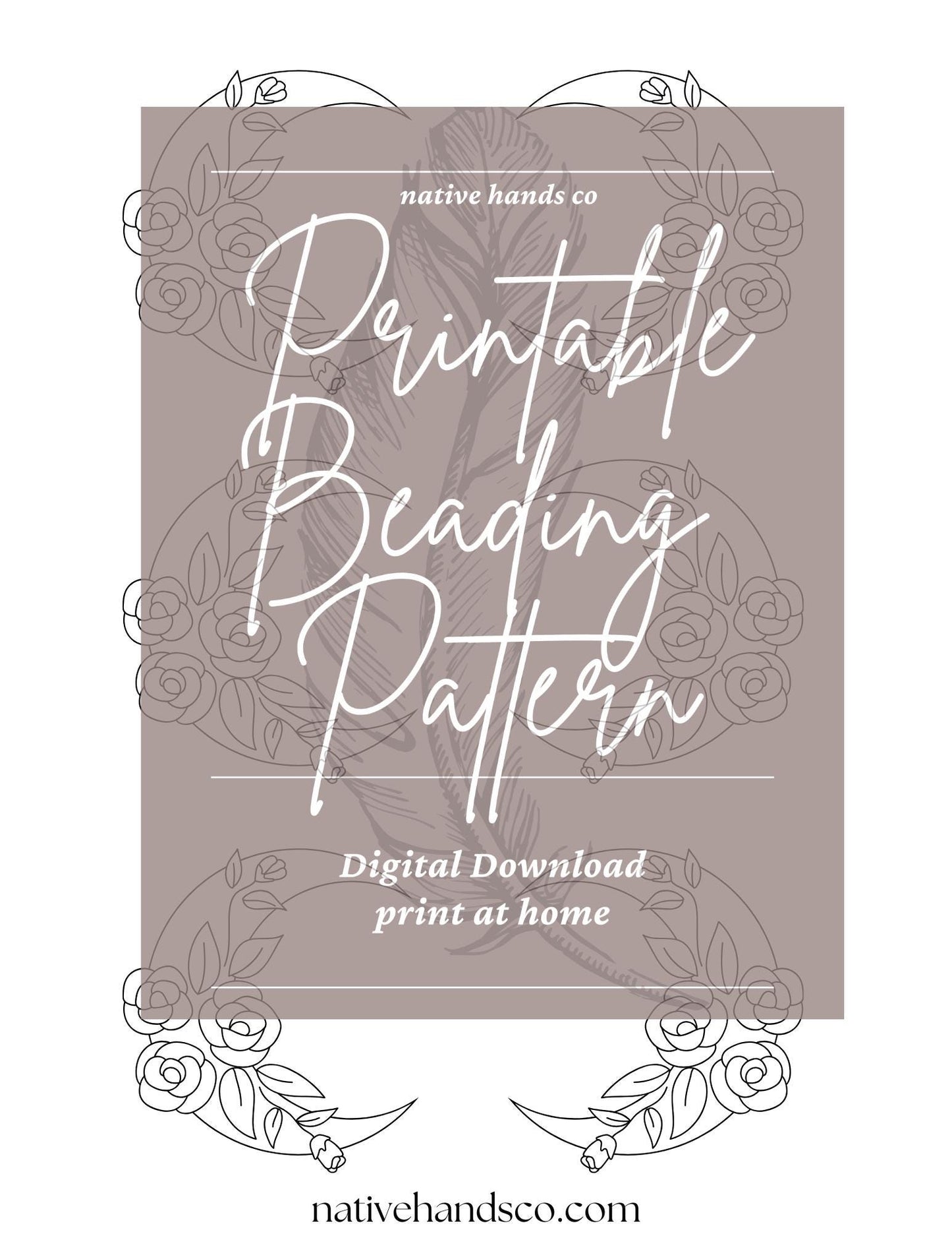 Native Beadwork Printable MOONFLOWER 5 SIZES Flat Stitch Template PDF Beading Pattern Print At Home