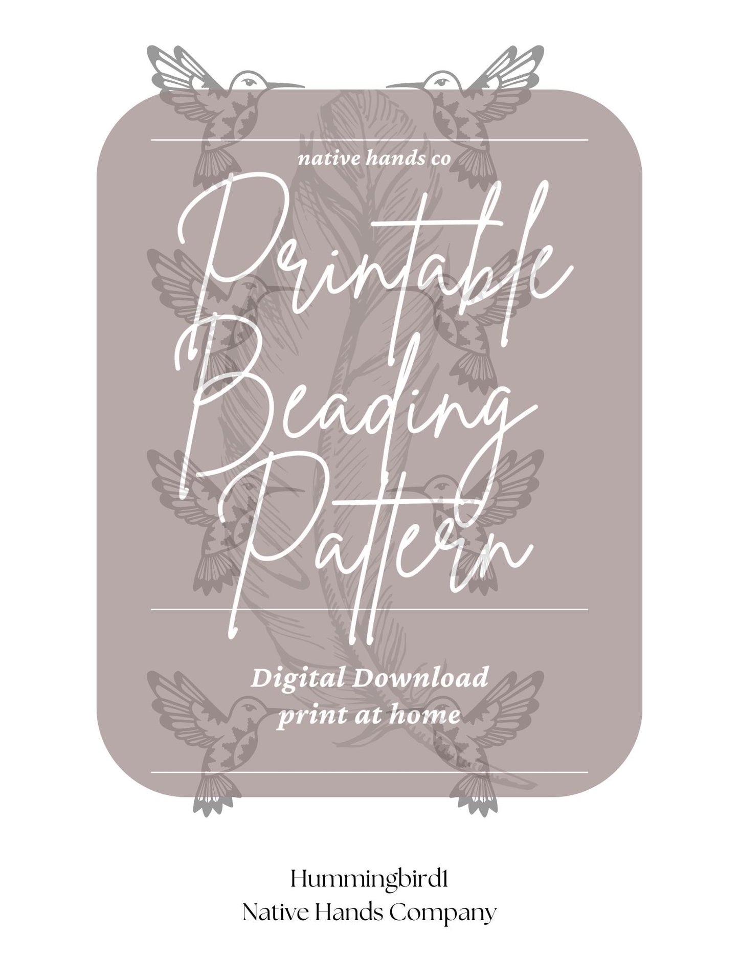 3 sizes Native Beadwork Printable Mirrored Hummingbirds FlatstitchTemplate PDF Beading