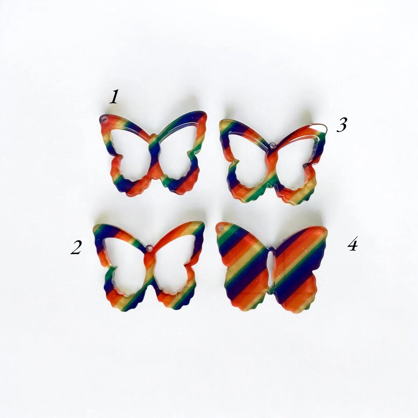 Rainbow Stripe Acrylic Butterfly Blanks Charms