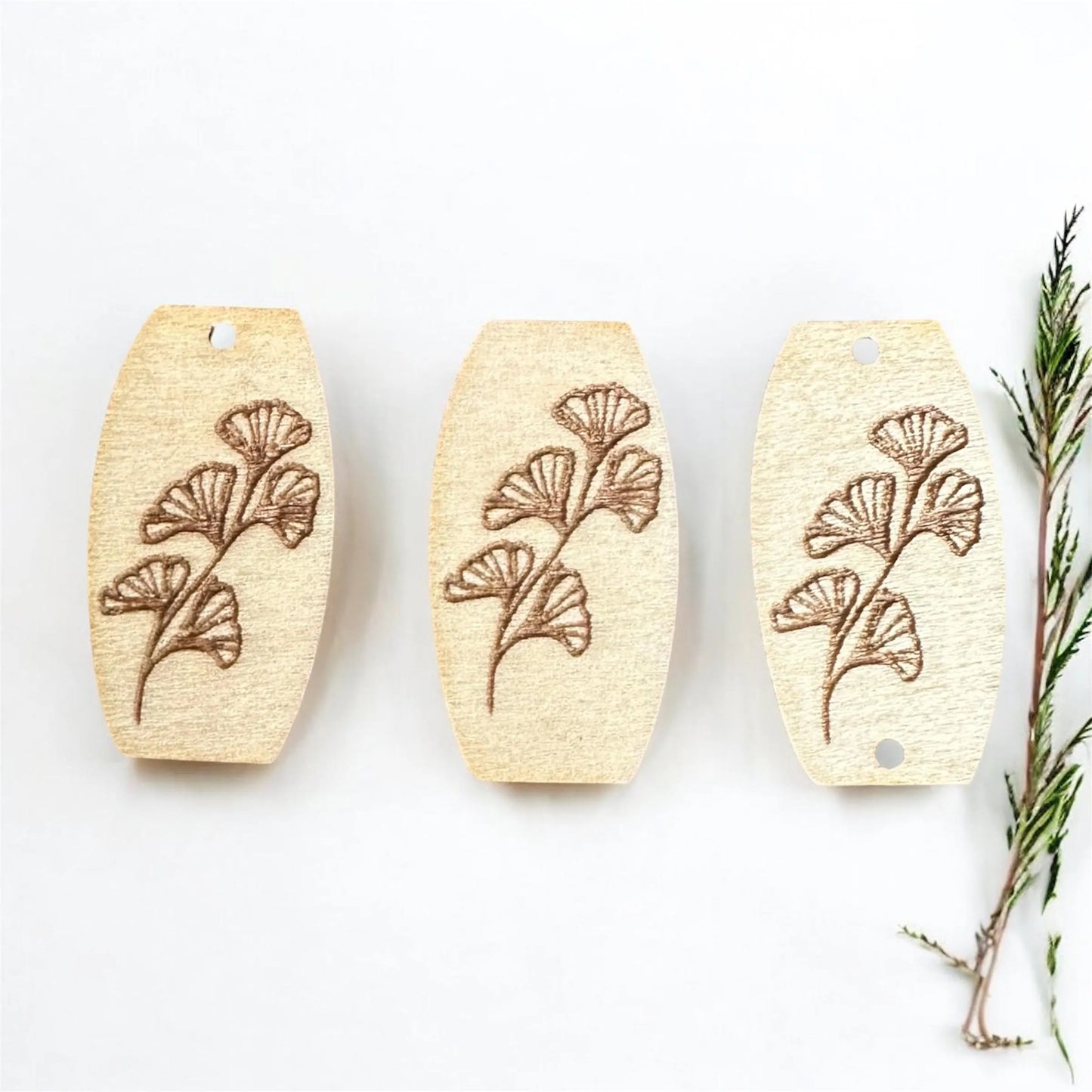 Ginko Biloba Wood Beading Cabochon Centers