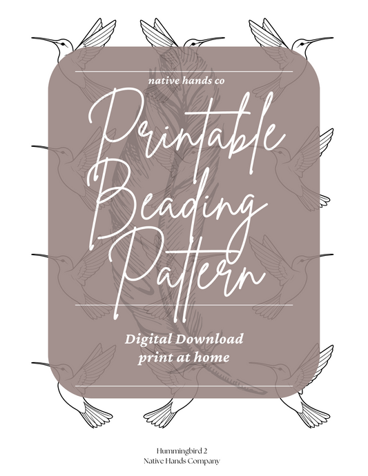 3 sizes Native Beadwork Printable Mirrored Hummingbirds 2 Template PDF Beading Pattern Print At Home
