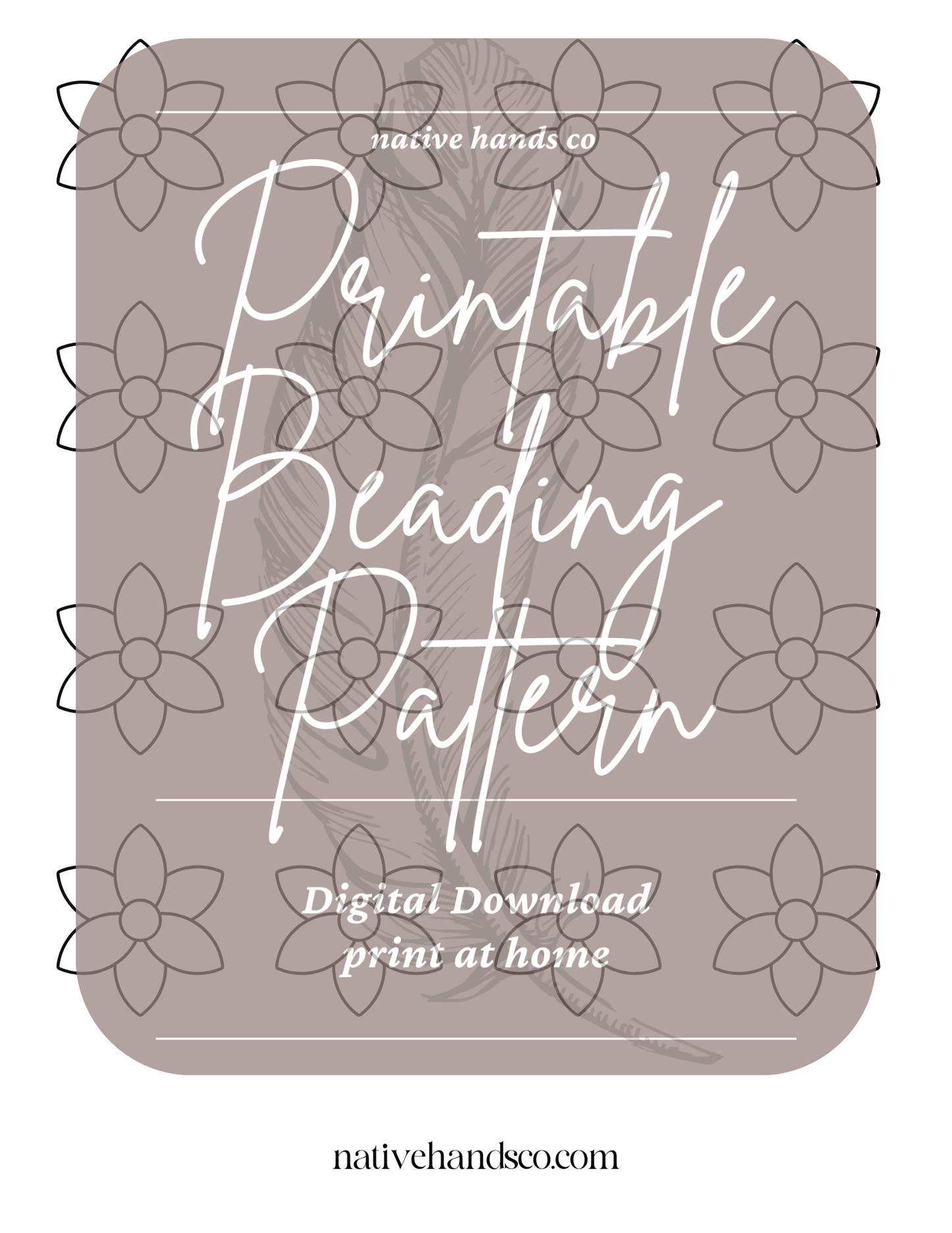 Native Beadwork Printable Flower 4 Template PDF Beading Pattern Print At Home