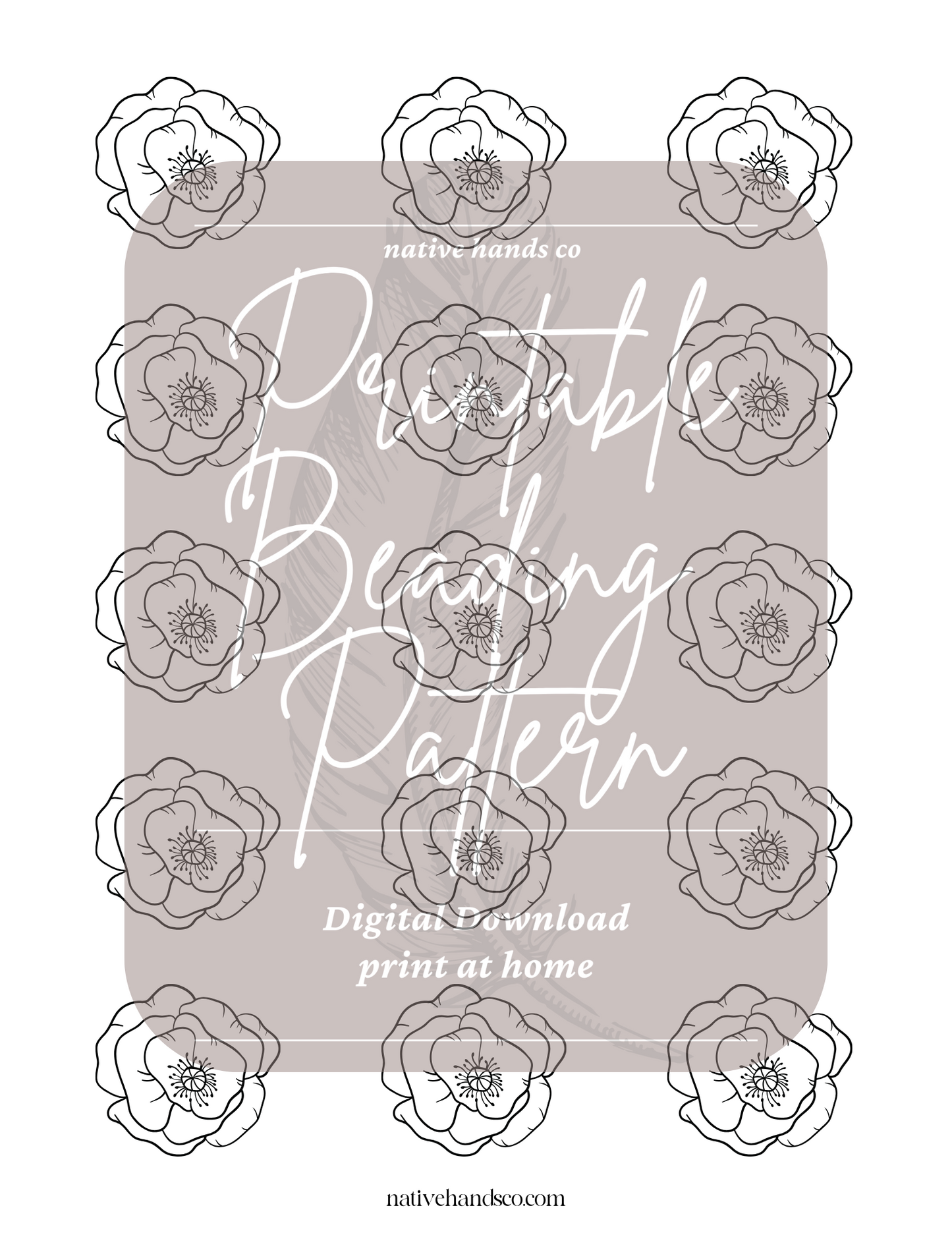 Printable Poppy Poppies Template PDF Beading Pattern Print At Home 2 Sizes