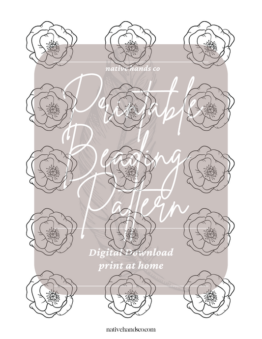 Printable Poppy Poppies Template PDF Beading Pattern Print At Home 2 Sizes