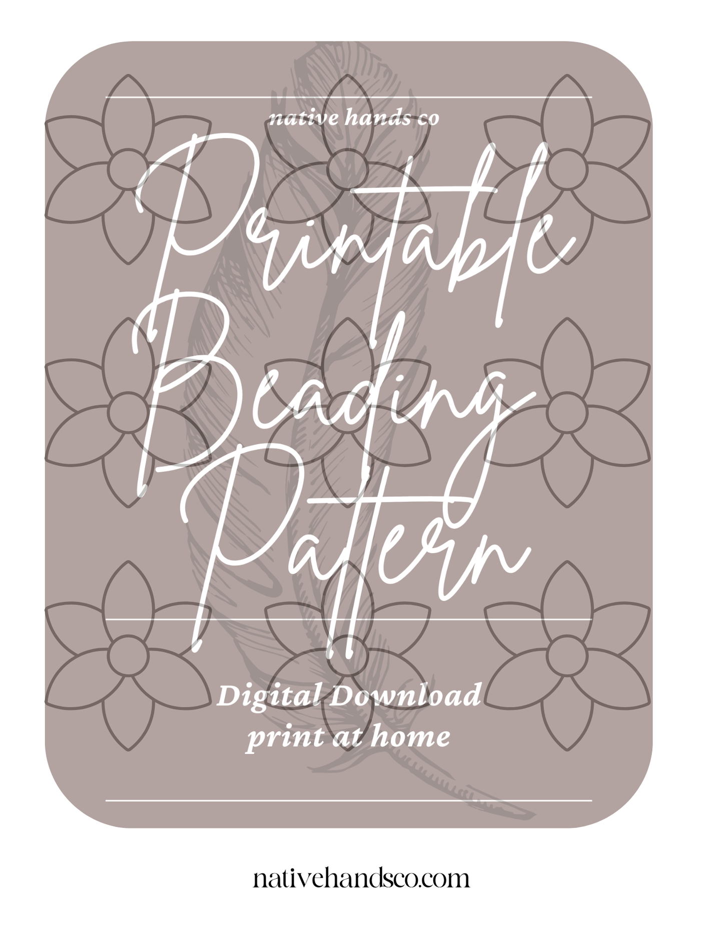 Native Beadwork Printable Flower 4 Template PDF Beading Pattern Print At Home