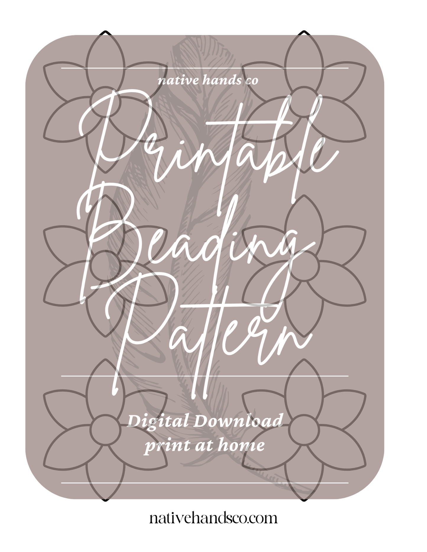Native Beadwork Printable Flower 4 Template PDF Beading Pattern Print At Home