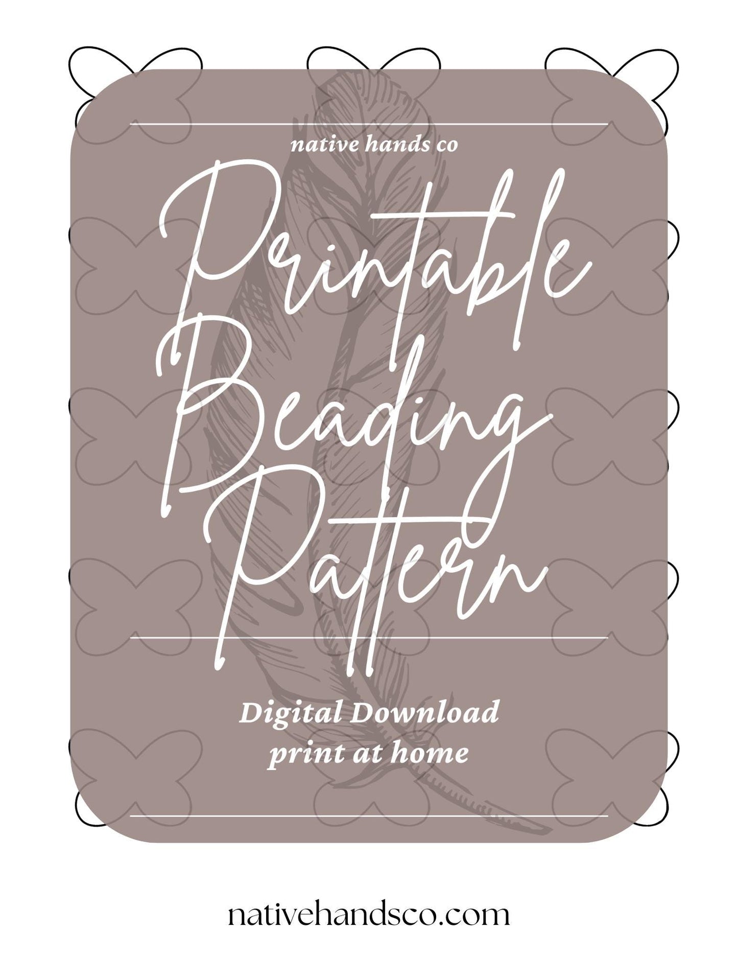 3 Sizes Native Beadwork Printable BUTTERFLY Outline Template PDF Beading Pattern Print At Home