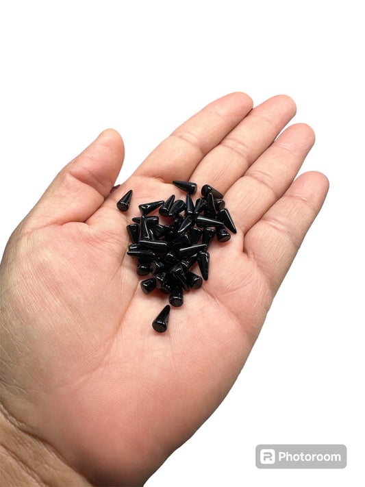 30 Czech Opaque Black Spike Thorn Glass Beads 5x10 mm | Ships from the US!| Native Owned