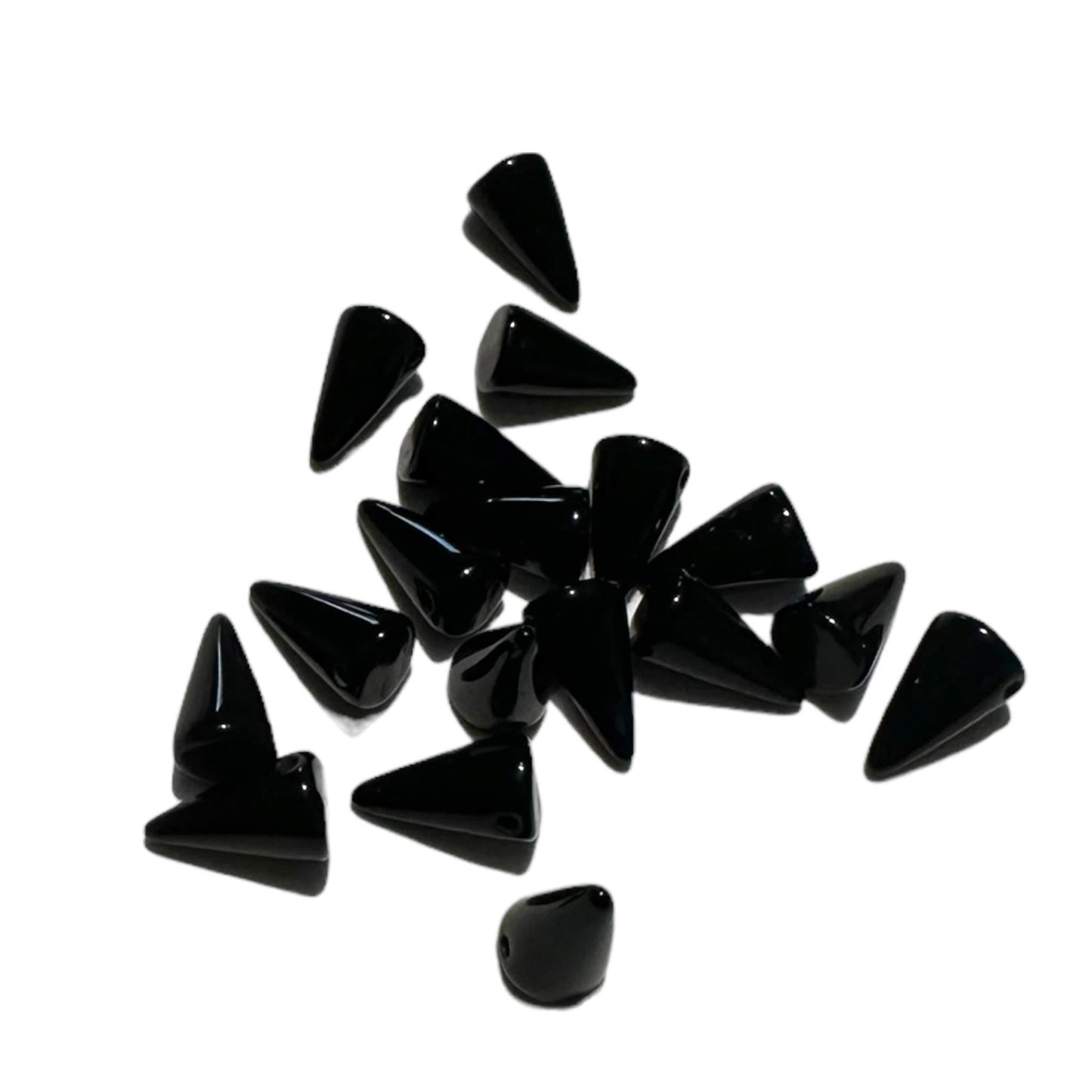 25 Czech Baby Spike Thorn Glass Beads 5x8 mm Yellow, Black, Hematite