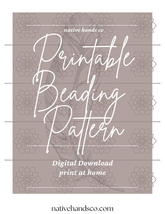 Native beadwork printable floral 3 flat stitch template pdf beading pattern print at home