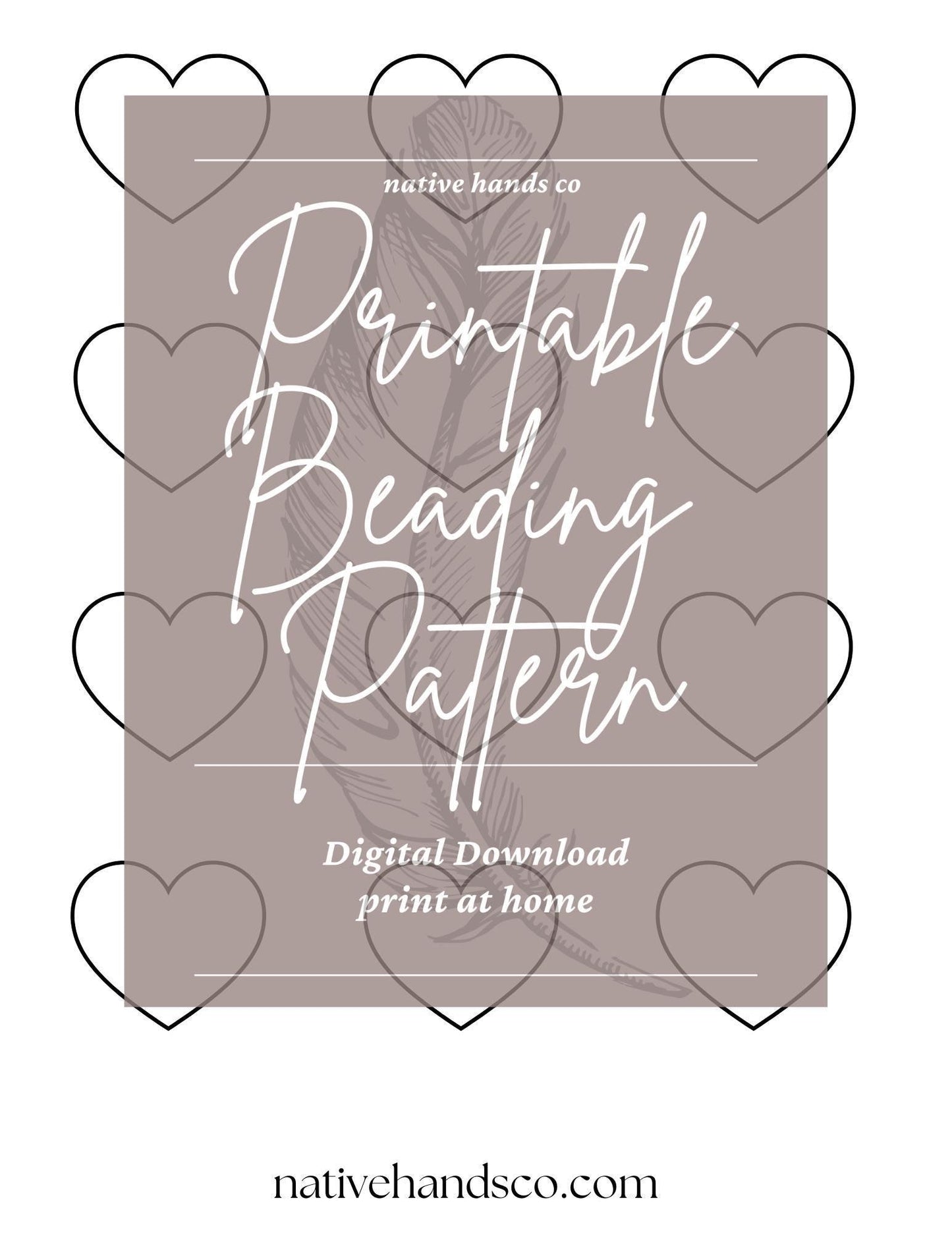 Native beadwork printable heart flat stitch template 4 sizes pdf beading pattern print at home p-hearts-1