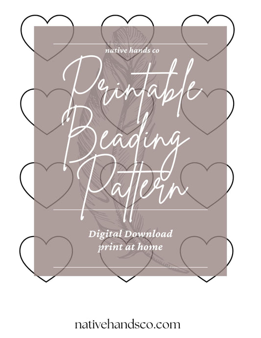 Native beadwork printable heart flat stitch template 4 sizes pdf beading pattern print at home p-hearts-1