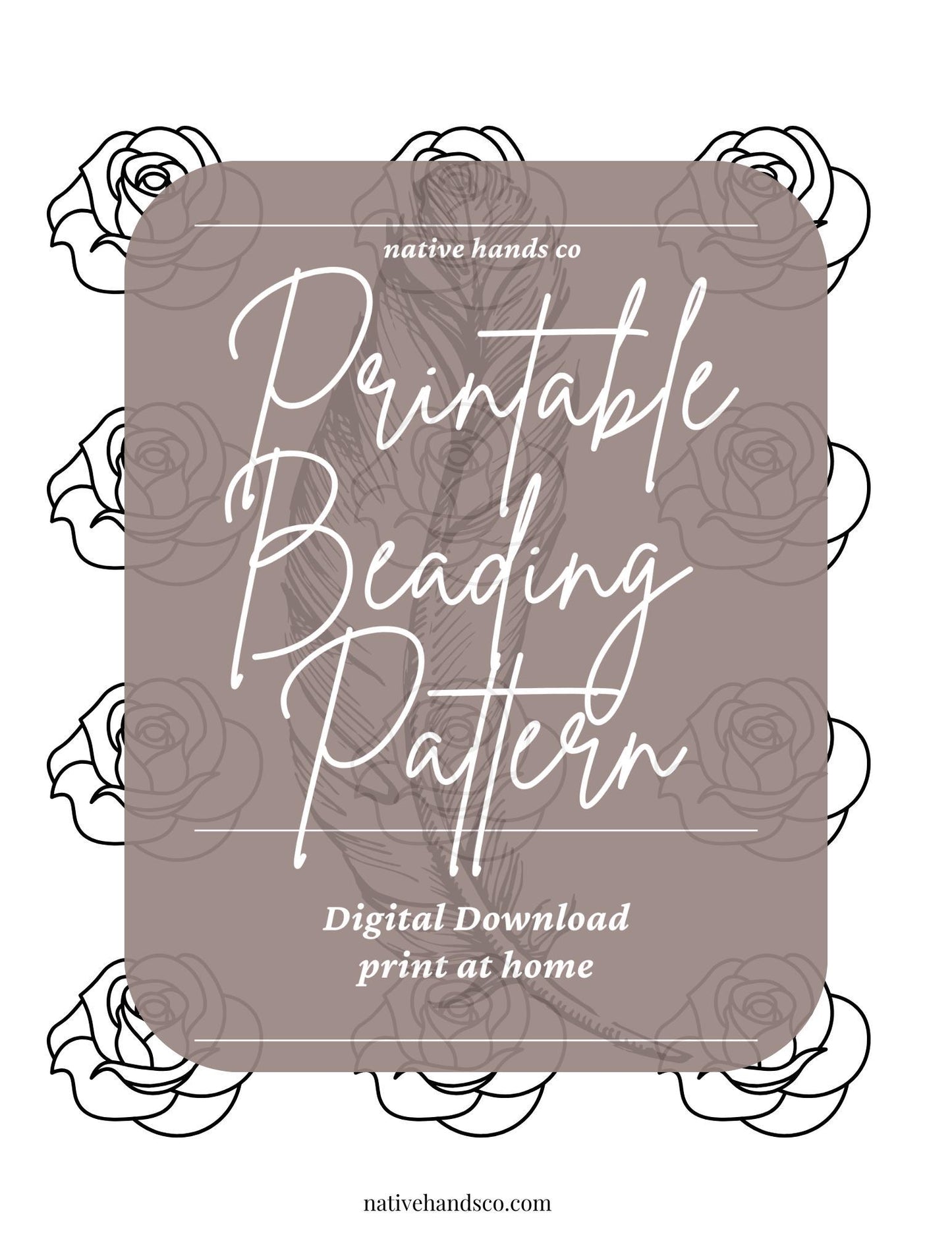 Native beadwork printable rose floral template pdf beading pattern print at home