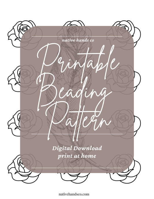 Native beadwork printable rose floral template pdf beading pattern print at home