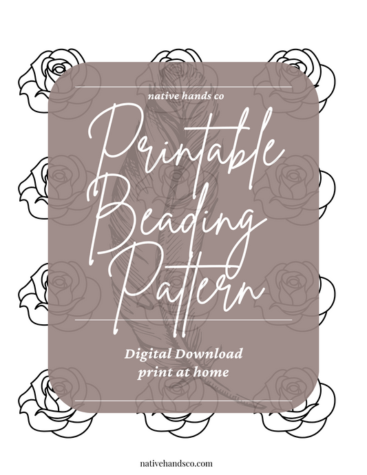 Native Beadwork Printable Rose Floral Template PDF Beading Pattern Print At Home