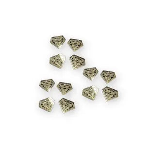 Pale Gold Mirrored Acrylic Gem Charms 4 Pieces