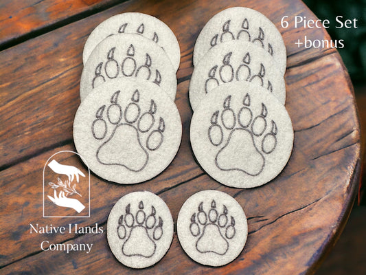 6 Piece Bear Paw Print Pattern Set Pellon Peltex 70 Flat Stitch Beading Stencils