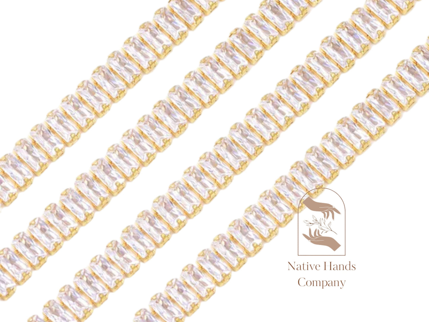 Clear Baguette Crystal Rhinestone 4mm x 2mm Mini Banding Trim