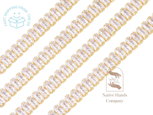 Clear Baguette Crystal Rhinestone 4mm x 2mm Mini Banding Trim
