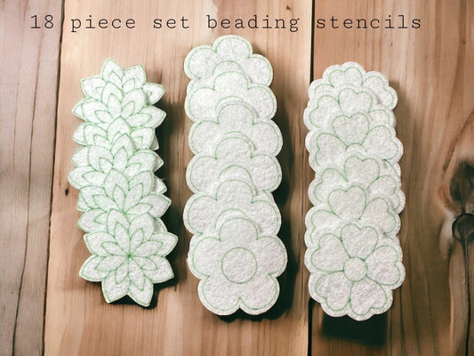 18 Piece Floral Flower Pattern Set Pellon Peltex 70 Flat Stitch Beading Stencils