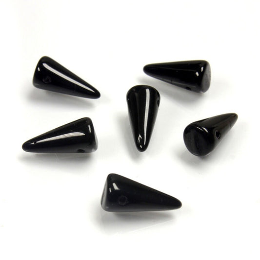 30 Czech Opaque Black Spike Thorn Glass Beads 5x10 mm | Ships from the US!| Native Owned
