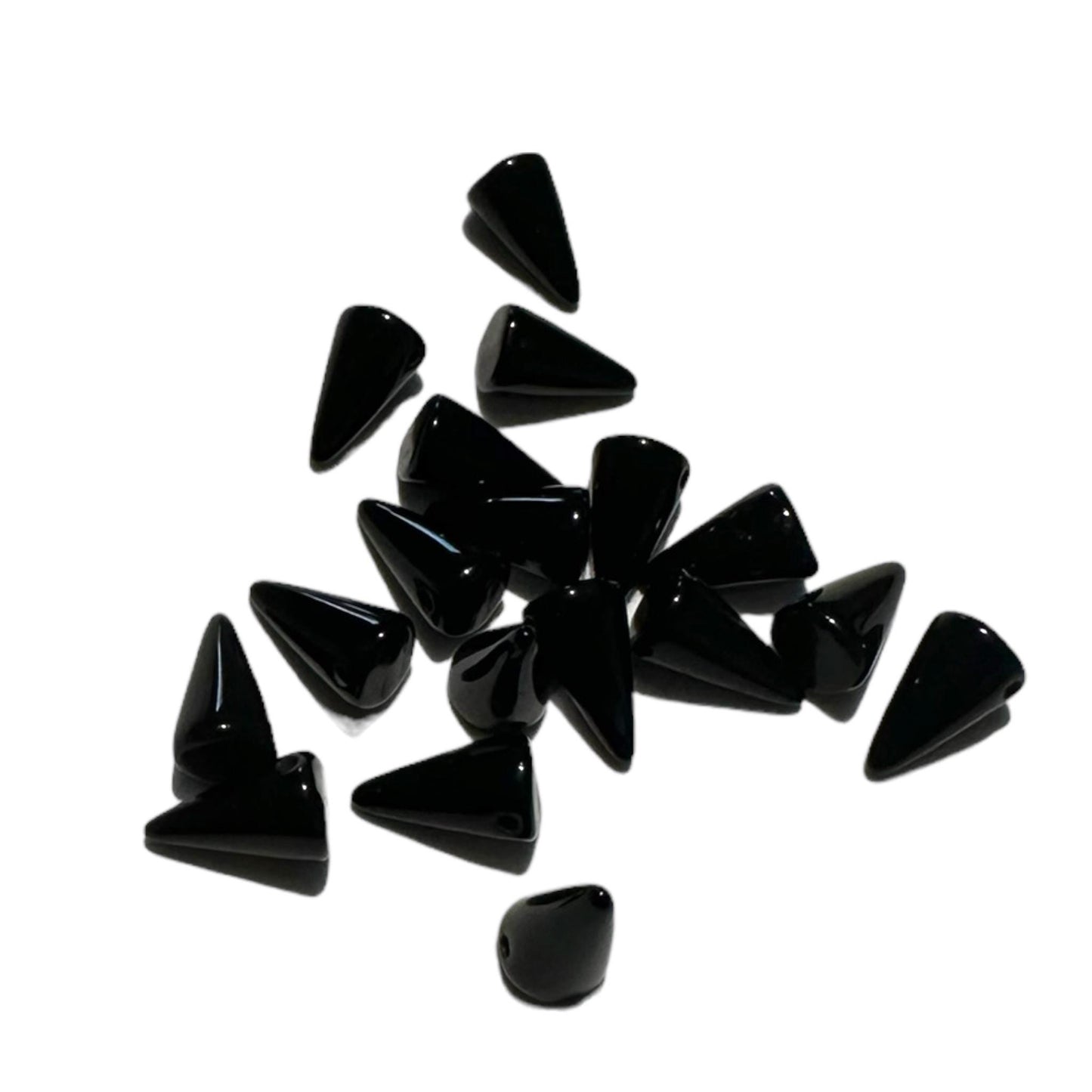 25 Czech Baby Spike Thorn Glass Beads 5x8 mm Yellow, Black, Hematite