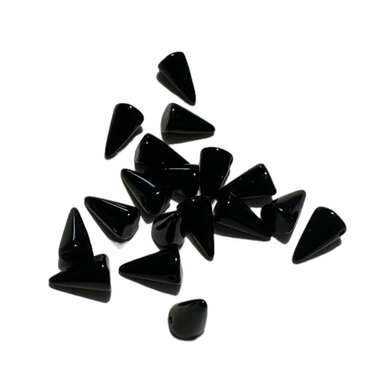 25 Czech Baby Spike Thorn Glass Beads 5x8 mm Yellow, Black, Hematite