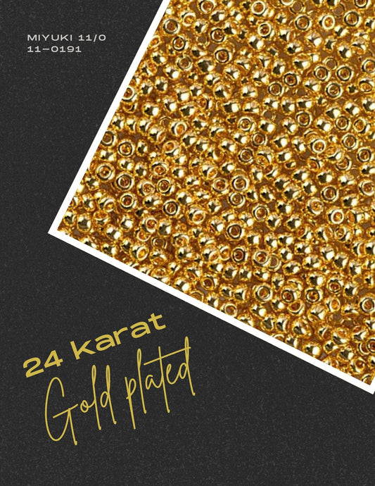 Miyuki 11/0 Seed Beads 11-0193 24 Karat Gold Plated  | Indigenous Owned Shop