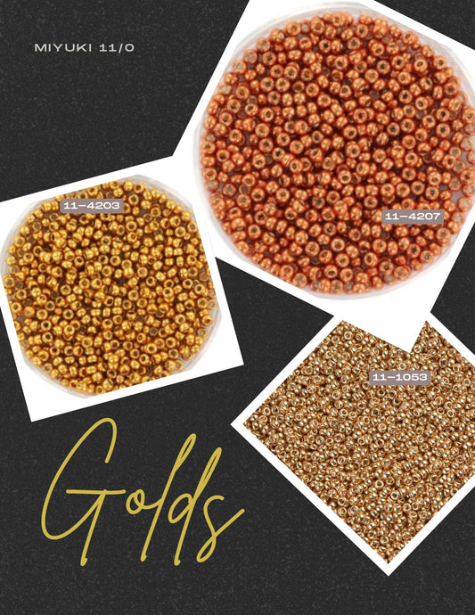Miyuki 11/0 Seed Beads Gold 11-4207, 11-4203, 11-1053