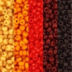 Miyuki Seed Beads Wildfire 5 Color 11/0 Set  | Chocolate, Dark Maroon, Red, Kumquat, Banana