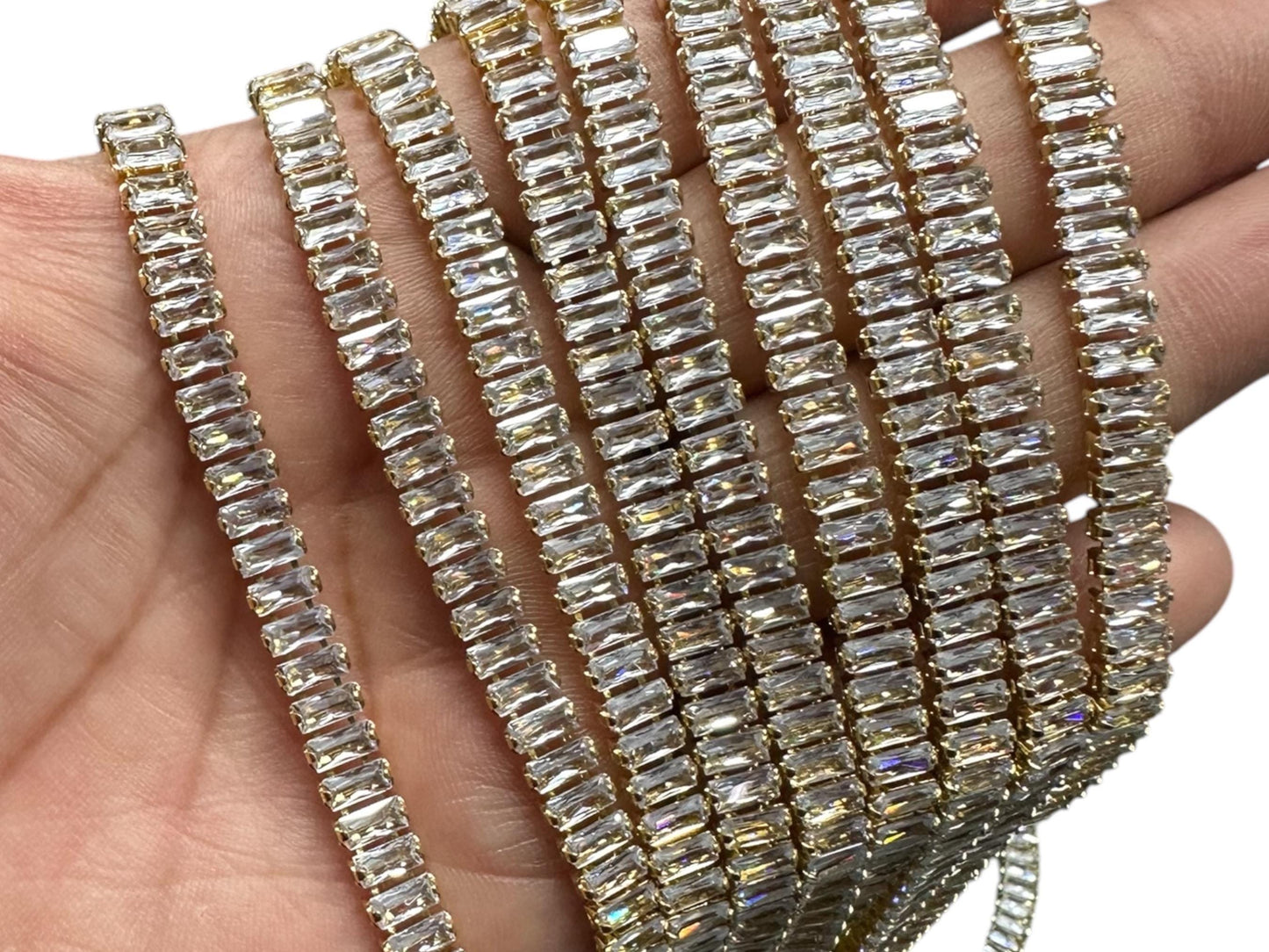 Clear Baguette Crystal Rhinestone 4mm x 2mm Mini Banding Trim