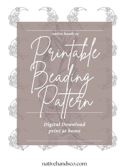 Native Beadwork Printable MOONFLOWER 5 SIZES Flat Stitch Template PDF Beading Pattern Print At Home