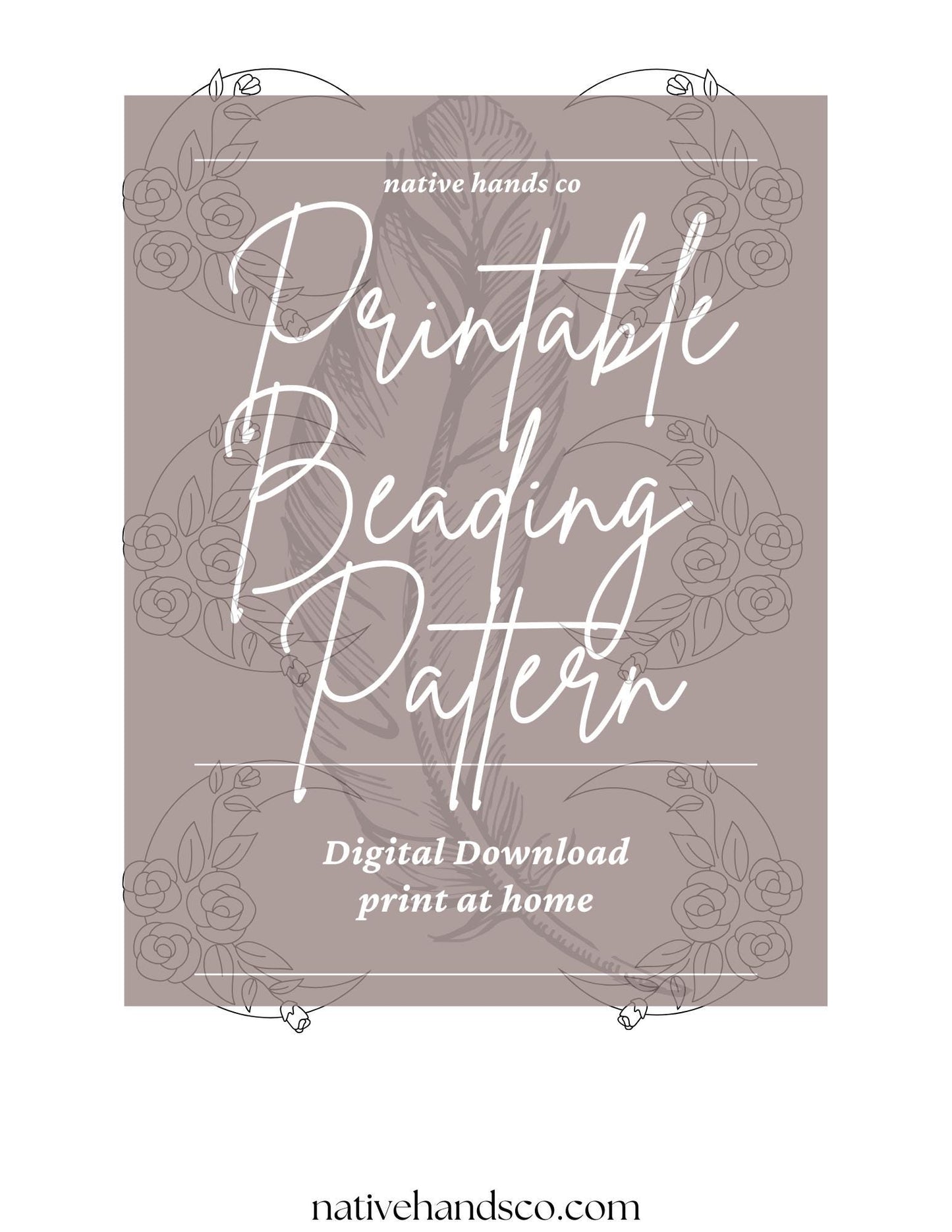 Native Beadwork Printable MOONFLOWER 5 SIZES Flat Stitch Template PDF Beading Pattern Print At Home