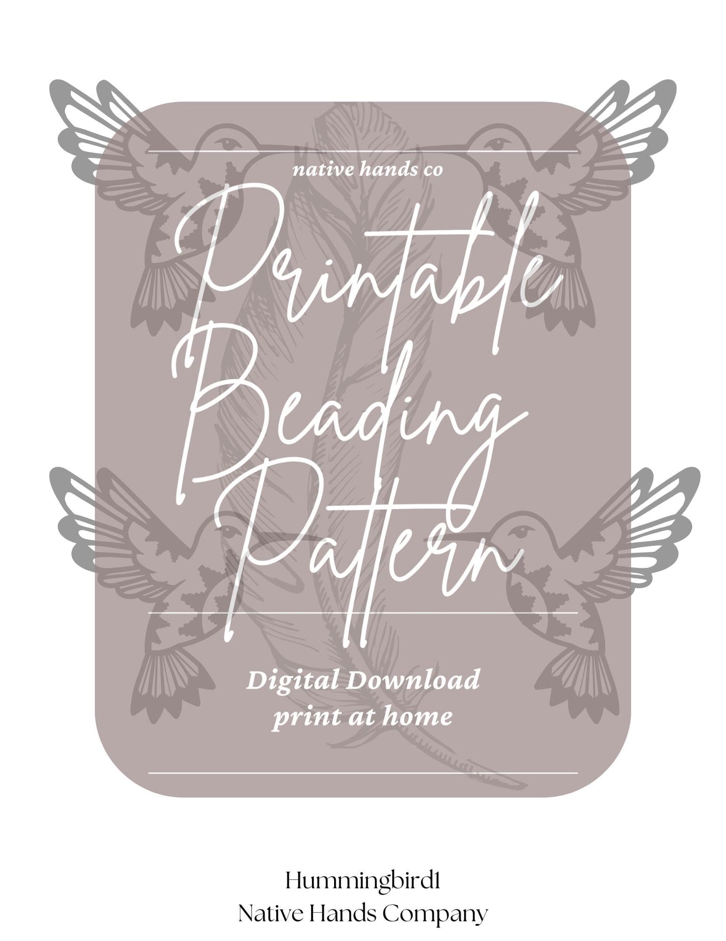 3 sizes Native Beadwork Printable Mirrored Hummingbirds FlatstitchTemplate PDF Beading